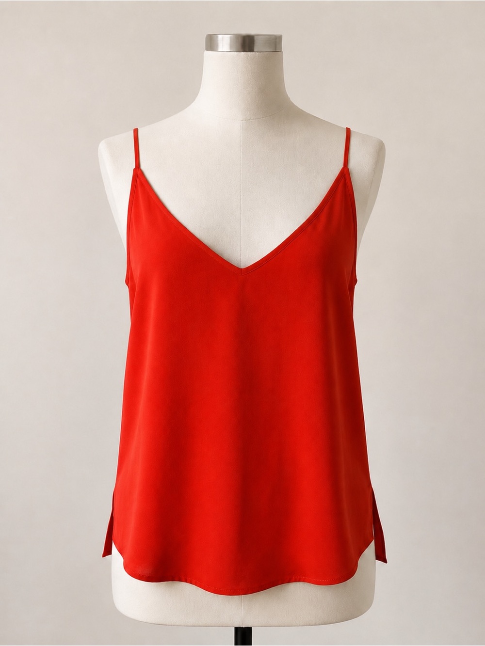 Topshop Bright Red Satin Cami Tank Top NWT US 2 V-Neck